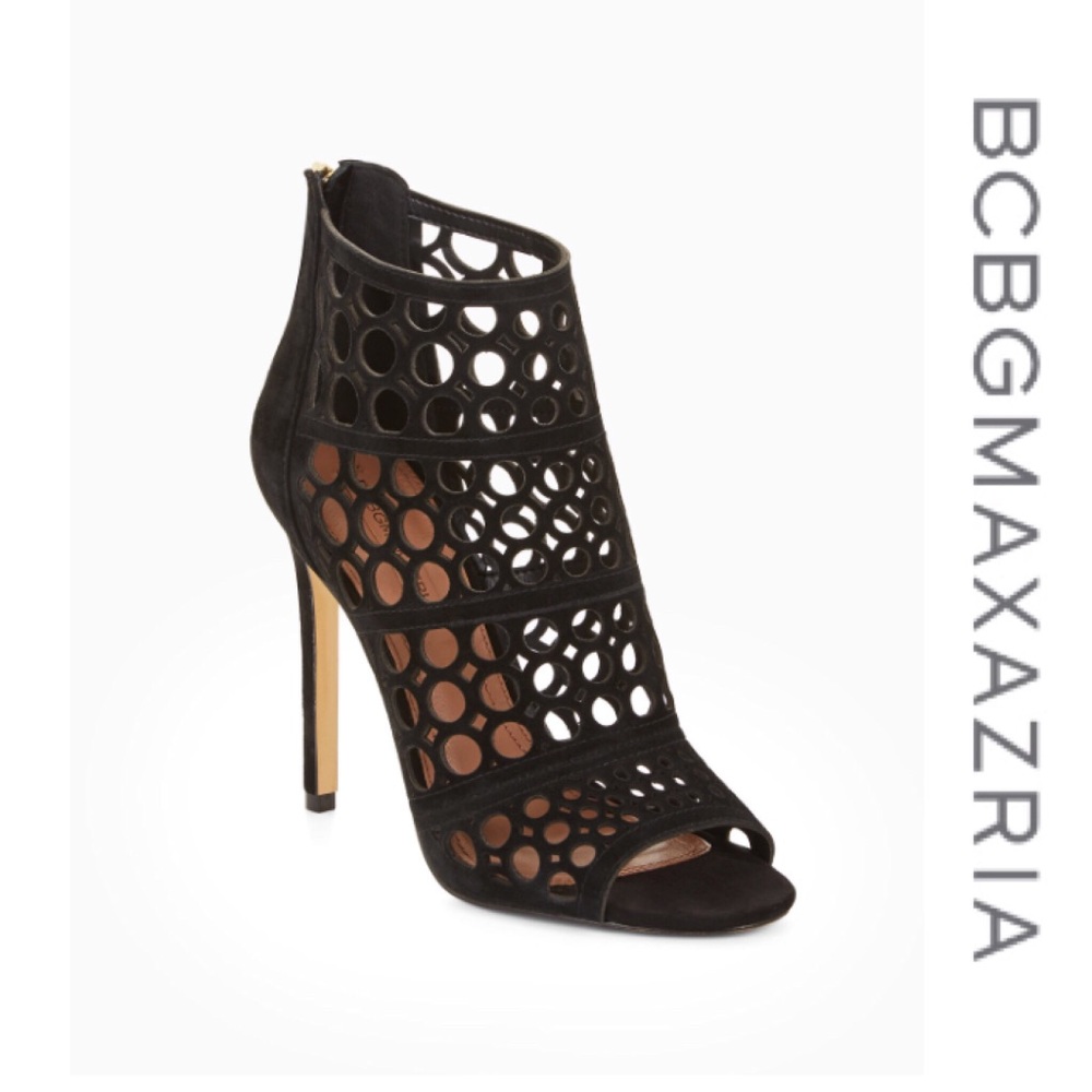 NWOB {BCBGMaxAzria} “Abay” Suede Cage Peep Toe Booties